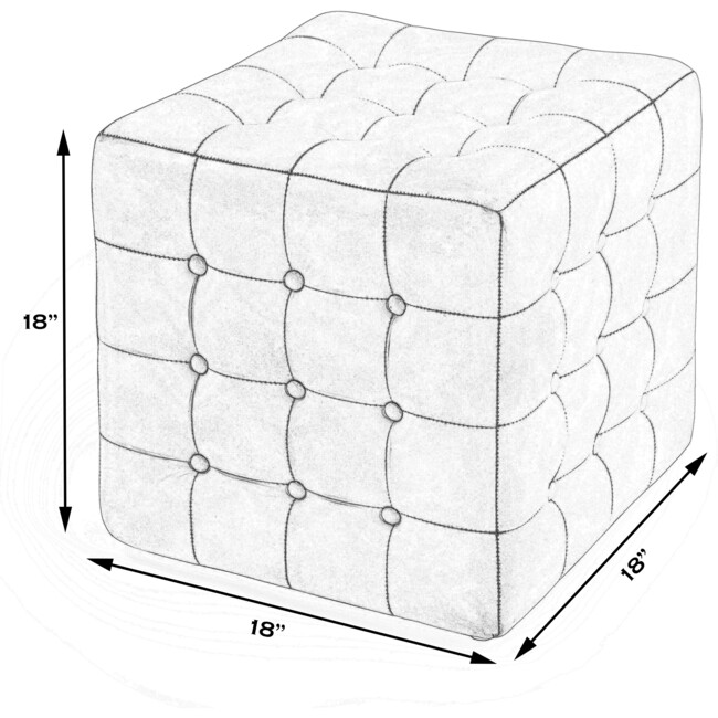 Leon Black Leather Ottoman, Black - Ottomans - 6