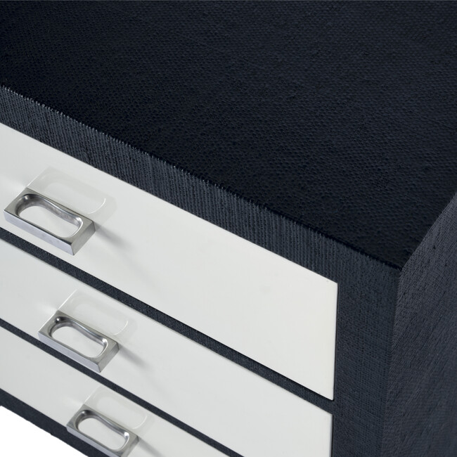 Keros 3 Drawer Raffia Chest, Navy/White - Dressers - 4