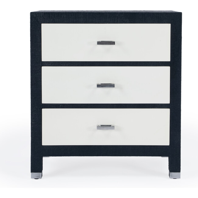 Keros 3 Drawer Raffia Chest, Navy/White - Dressers - 5