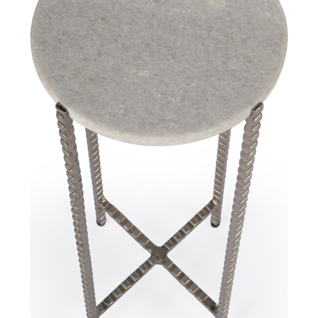 Nigella Cross Legs Side Table, Marble/Silver - Accent Tables - 5