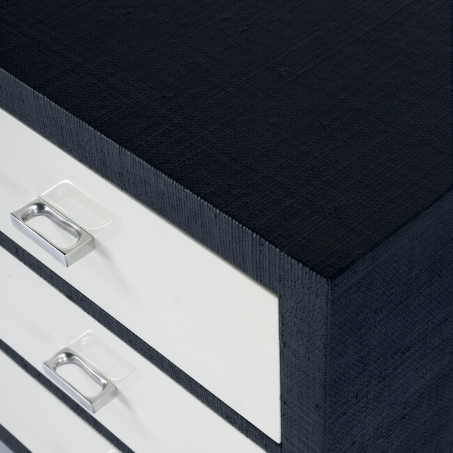 Keros 6 Drawer Raffia Double Dresser, Navy/White - Dressers - 3