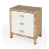 Corfu 3 Drawer Natural Raffia Chest, Natural/White - Dressers - 1 - thumbnail