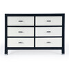 Keros 6 Drawer Raffia Double Dresser, Navy/White - Dressers - 4