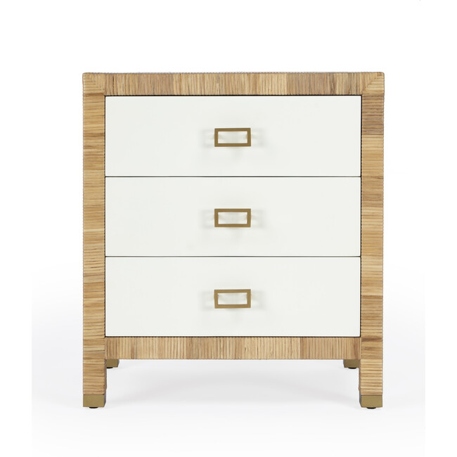 Corfu 3 Drawer Natural Raffia Chest, Natural/White - Dressers - 5