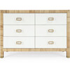 Corfu 6 Drawer Natural Raffia Double Dresser, Natural/White - Dressers - 4