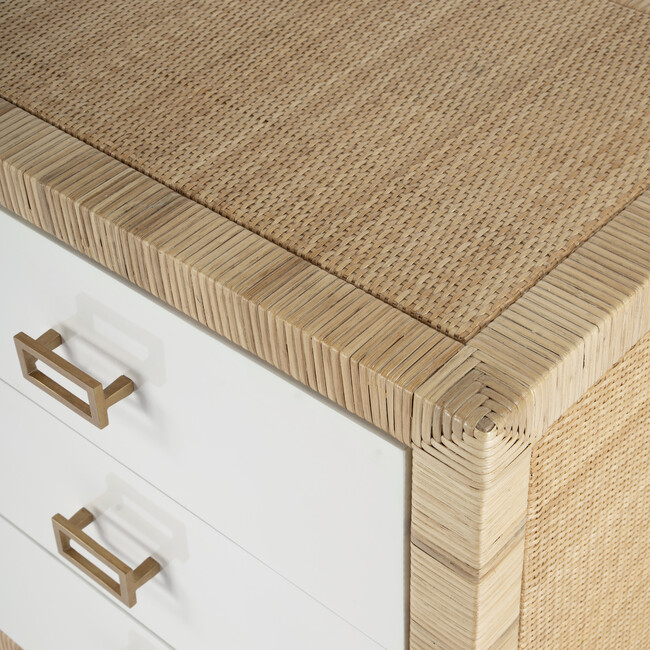 Corfu 6 Drawer Natural Raffia Double Dresser, Natural/White - Dressers - 5