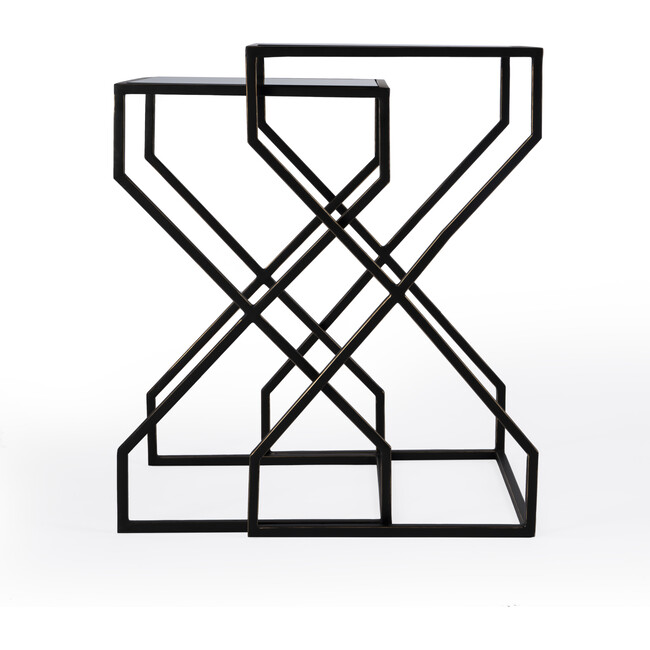 Demi Modern Mirrored Nesting Tables, Black - Accent Tables - 4