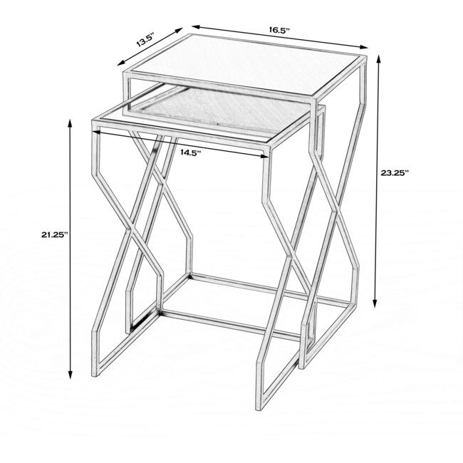 Demi Modern Mirrored Nesting Tables, Black - Accent Tables - 7