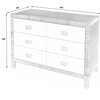 Corfu 6 Drawer Natural Raffia Double Dresser, Natural/White - Dressers - 9 - thumbnail
