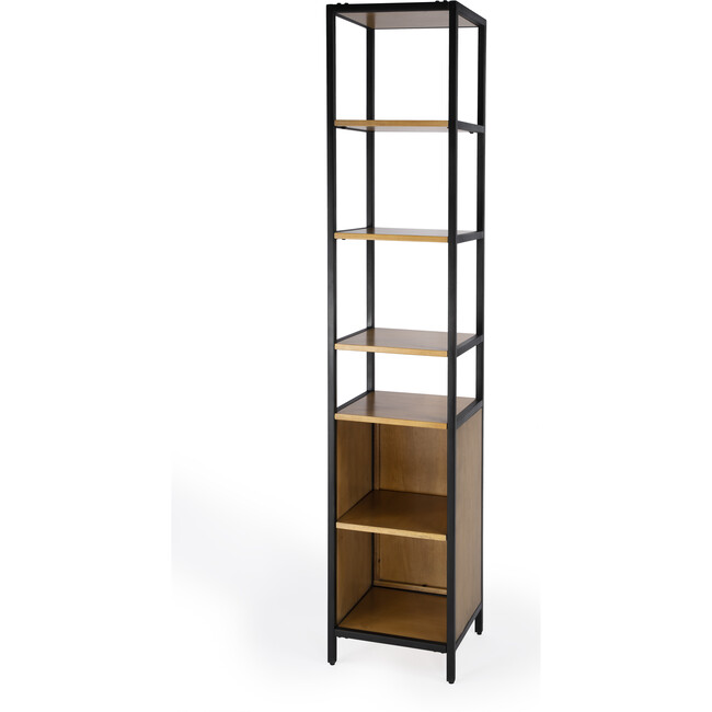 Hans Narrow Iron Open & Closed Etagere Bookcase, Natural
