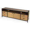 Hans Wood and Iron Storage Tv Stand, Natural - Accent Tables - 1 - thumbnail
