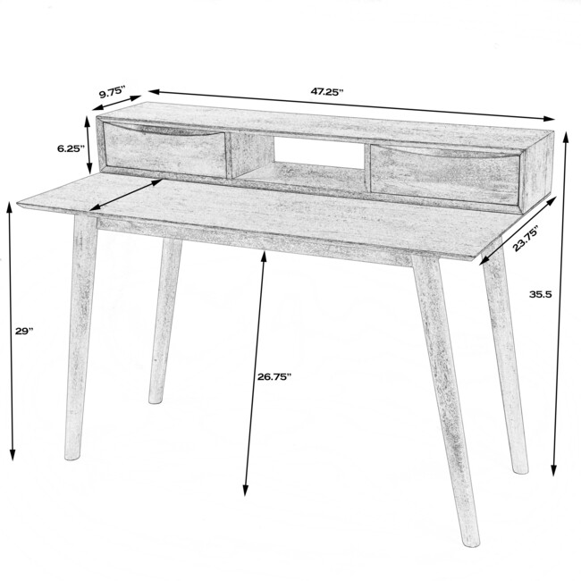 Serafimida Writing Desk, Natural Wood - Desks - 9