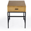 Hans 1 Drawer Wood and Iron End Table, Natural - Accent Tables - 3
