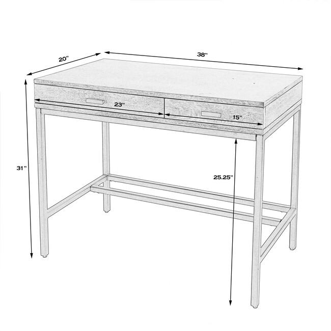 Hans 2-Drawer Writing Desk, Natural - Desks - 6