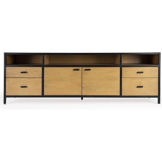 Hans Wood and Iron Storage Tv Stand, Natural - Accent Tables - 4