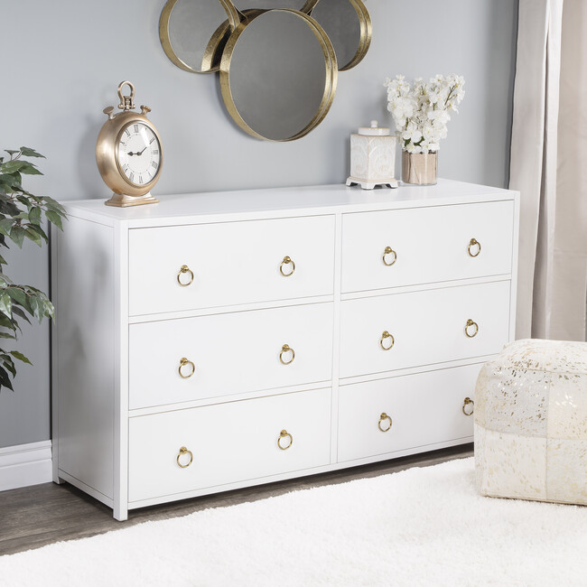 Lark 6 Drawer Dresser, White - Dressers - 2