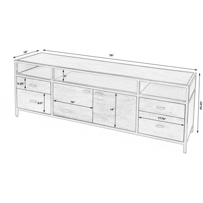 Hans Wood and Iron Storage Tv Stand, Natural - Accent Tables - 9