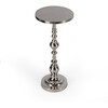 Darien Round Nickel Pedestal End Table, Silver - Accent Tables - 1 - thumbnail