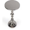 Darien Round Nickel Pedestal End Table, Silver - Accent Tables - 2