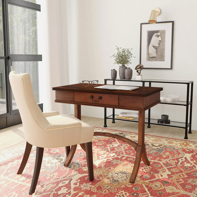Alta 1 Drawer Writing Desk, Cherry Brown - Desks - 2