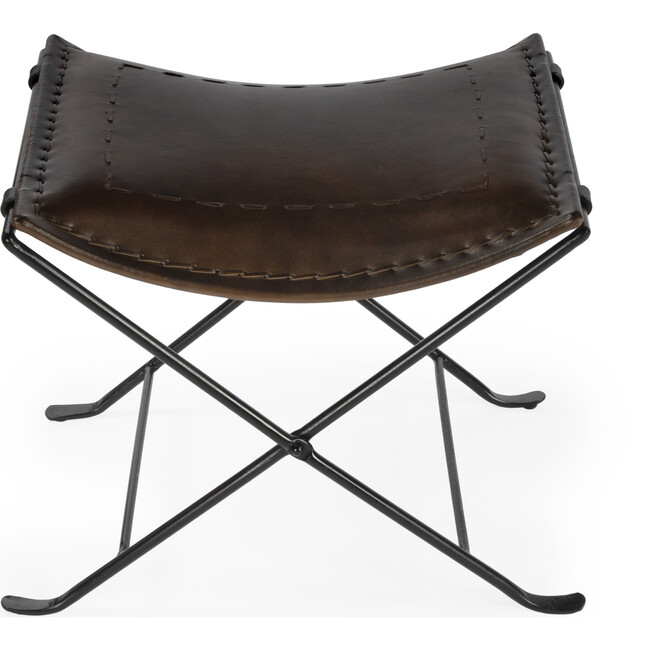 Melton Leather Stool, Dark Brown