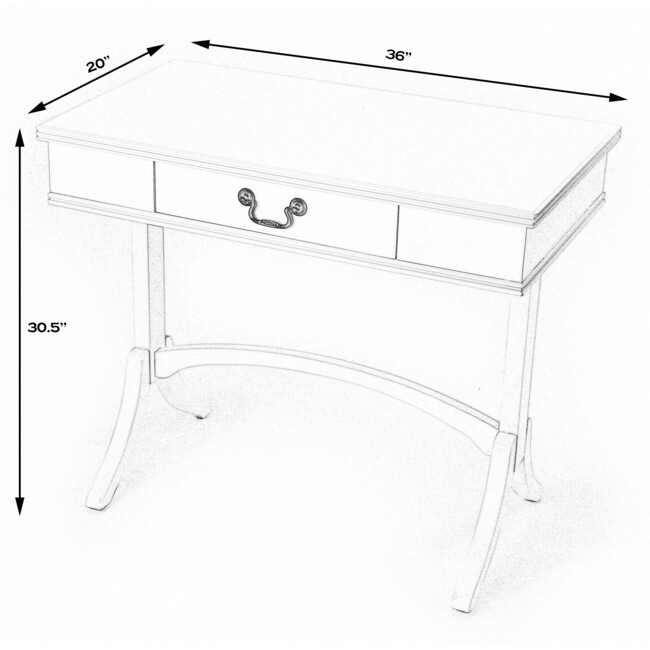 Alta 1 Drawer Writing Desk, Cherry Brown - Desks - 8
