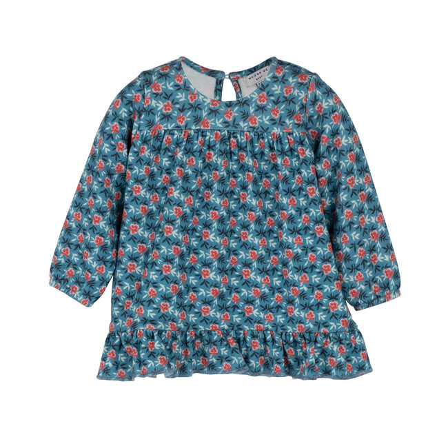 Baby Deja Jersey Dress, Petrol Pansies - Dresses - 1