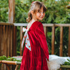 Pearl Dress, Red Velour - Dresses - 4