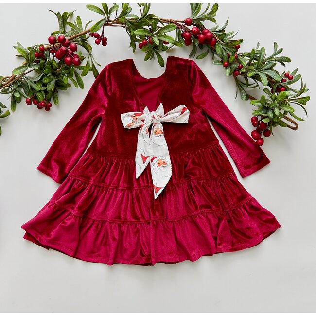 Pearl Dress, Red Velour - Dresses - 6