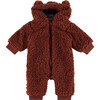 Fuzzy Zip Sherpa Overall, Caramel - Rompers - 1 - thumbnail