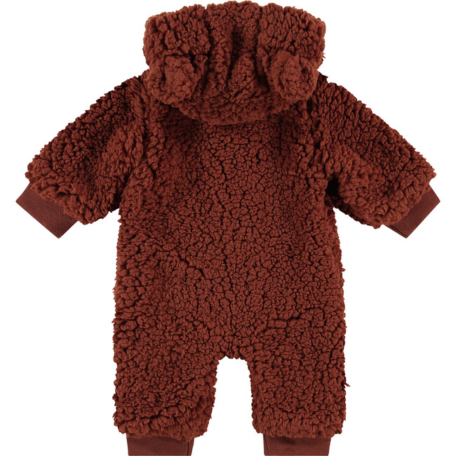 Fuzzy Zip Sherpa Overall, Caramel - Rompers - 2