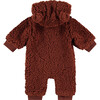 Fuzzy Zip Sherpa Overall, Caramel - Rompers - 2