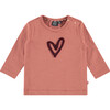 Heart Long Sleeve Top, Terra Pink - Shirts - 1 - thumbnail