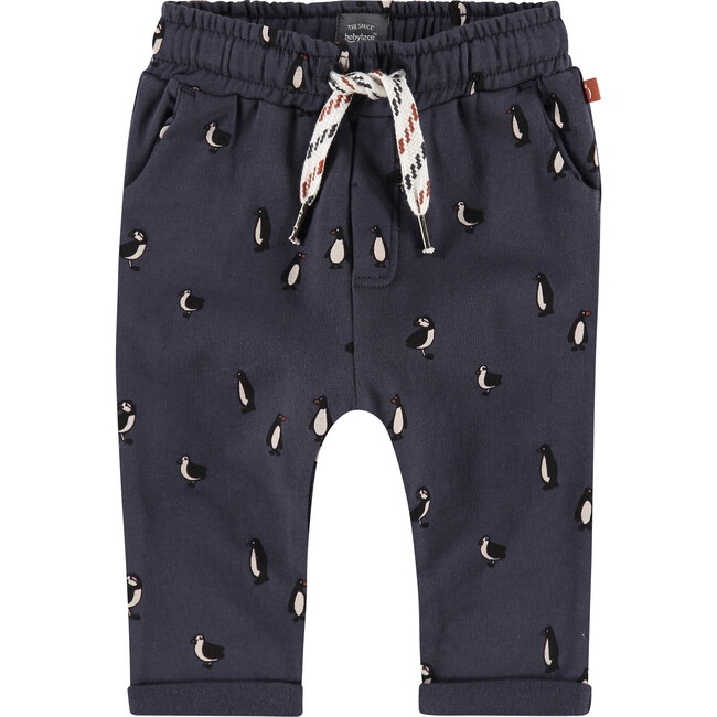 Penguin Printed Sweatpants, Dark Blue - Sweatpants - 1