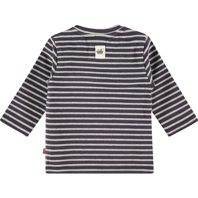 Striped Pocket Long Sleeve Tee, Dark Blue - Tees - 2