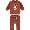 Penguin Printed Pullover, Caramel - Sweaters - 3
