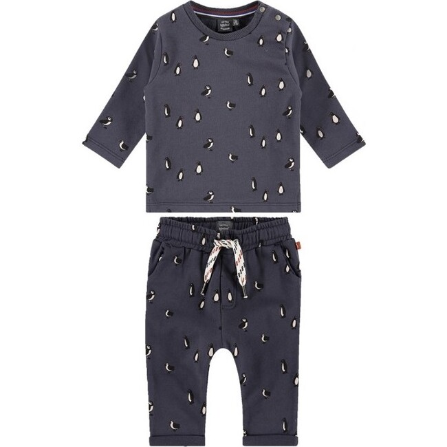 Penguin Printed Sweatpants, Dark Blue - Sweatpants - 3