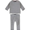 Striped Long Sleeve T-Shirt, Blue Sea - Tees - 3 - thumbnail