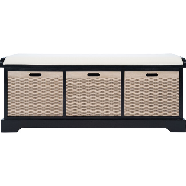 Landers 3-Drawer/Cushion Storage Bench, Black