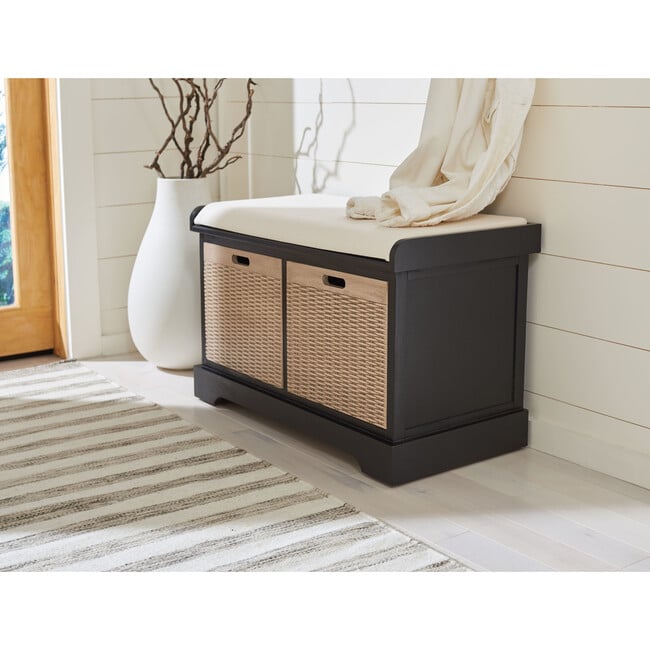 Landers 2-Drawer/Cushion Storage Bench, Black - Accent Seating - 3