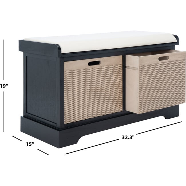 Landers 2-Drawer/Cushion Storage Bench, Black - Accent Seating - 8