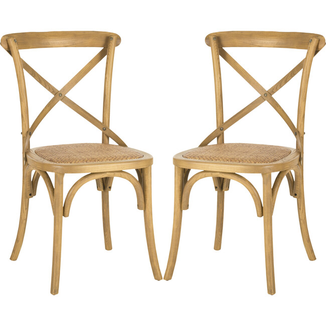 Set of 2 Franklin X Back Farmhouse Chairs, Oak - Accent Seating - 1