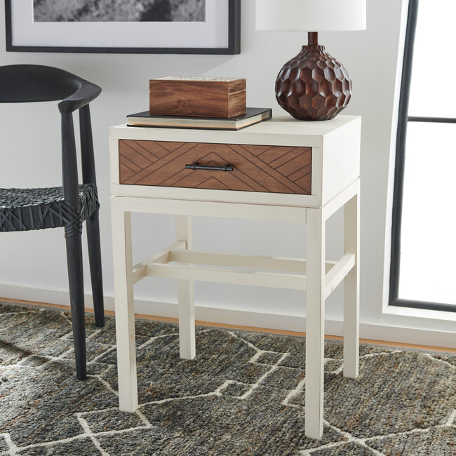 Ajana 1-Drawer Accent Table, White/Honey Brown - Accent Tables - 2