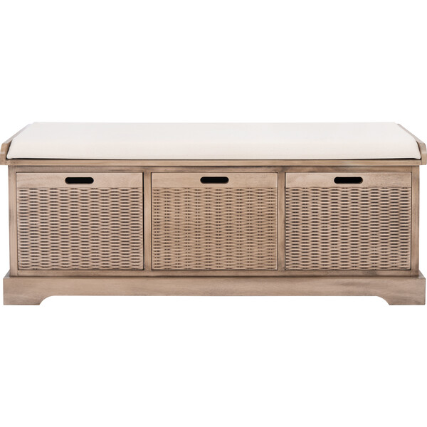 Landers 3Drawer Cushion Storage Bench, Sand Safavieh Nursery Chairs