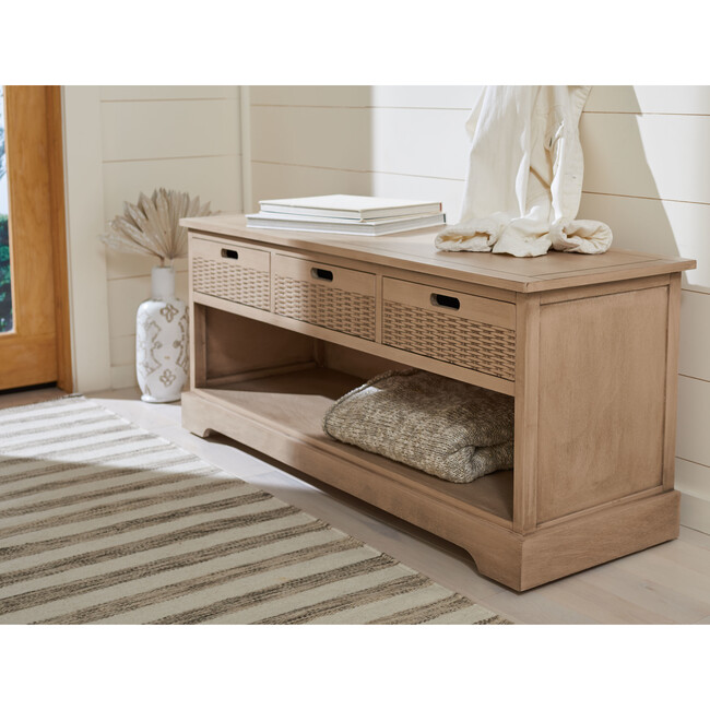 Landers 3-Drawer Storage Bench, Sand - Accent Seating - 3