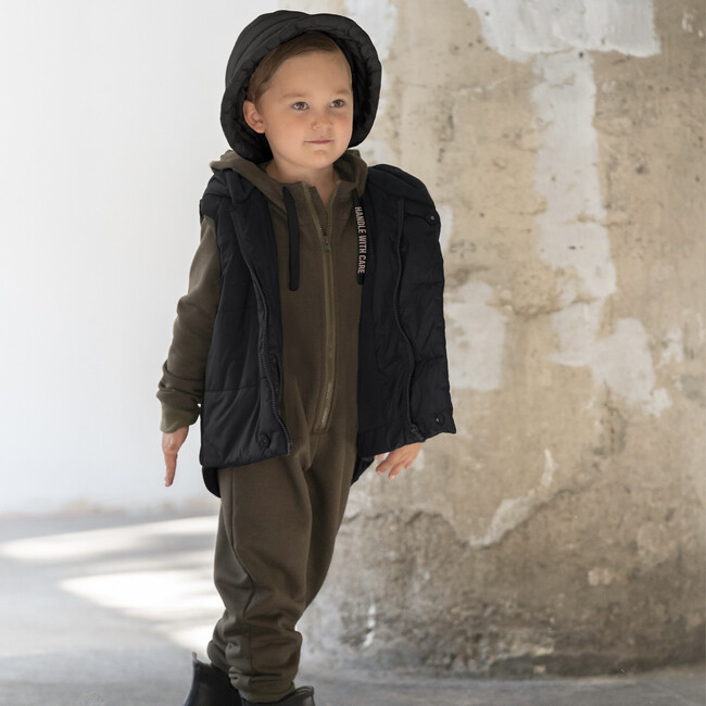 Kids Quilted Nylon Puffer Vest, Black