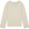 Pima Cotton Peter Pan Collar Top, Cream - Shirts - 1 - thumbnail