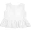 Sleeveless Frill Blouse, White Linen - Blouses - 1 - thumbnail