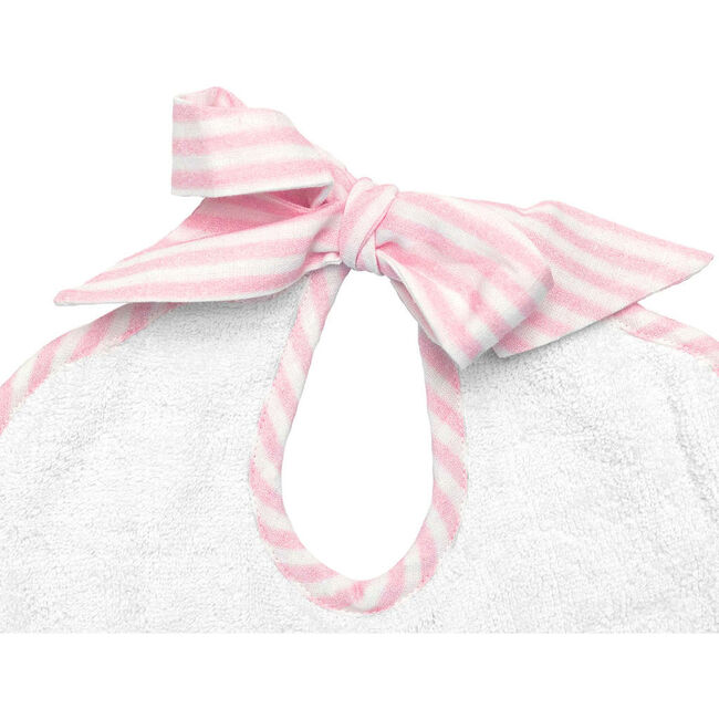 Scalloped Bib, Palm Beach Pink Stripe Linen - Bibs - 3