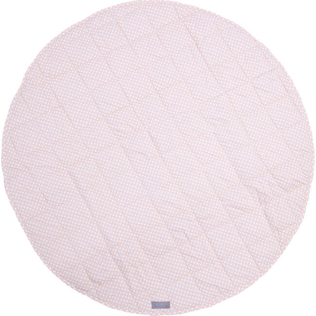 Round Play Mat, Dusty Pink Gingham & White Linen - Playmats - 1